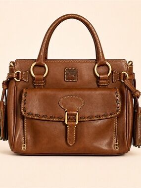 Dooney & Bourke Florentine Medium Pocket Satchel Brown Leather Bag
